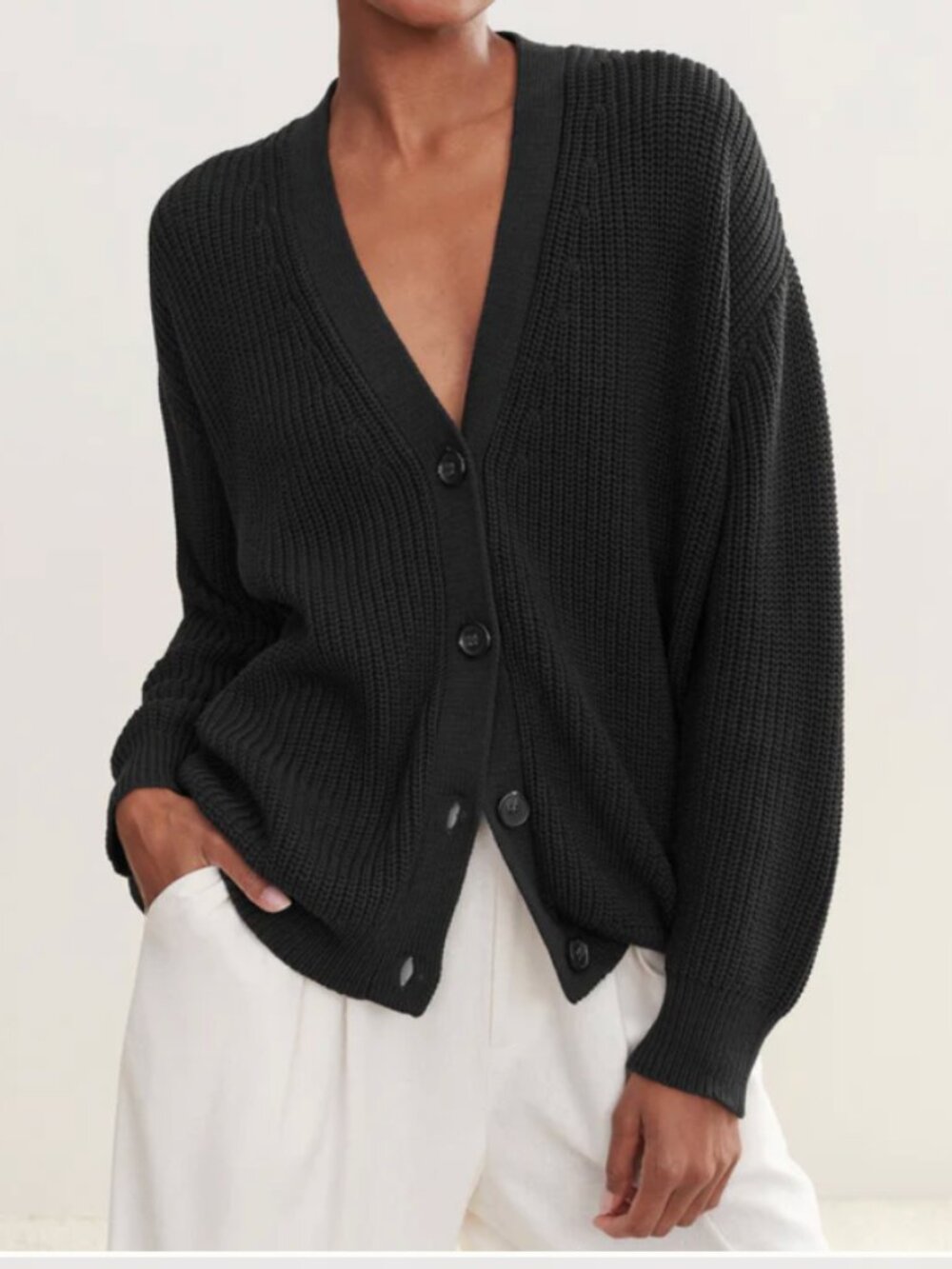 Jenni Kayne Cotton Cocoon Cardigan in Black
